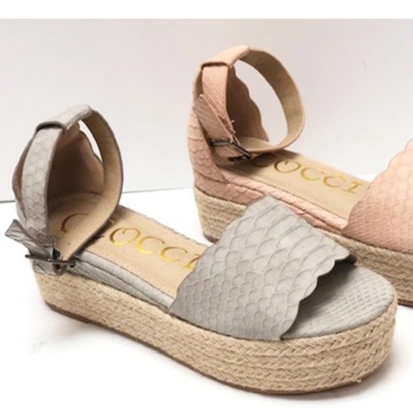 Fabutiq Shoes - Snake skin texture scalloped Espadrille sandal